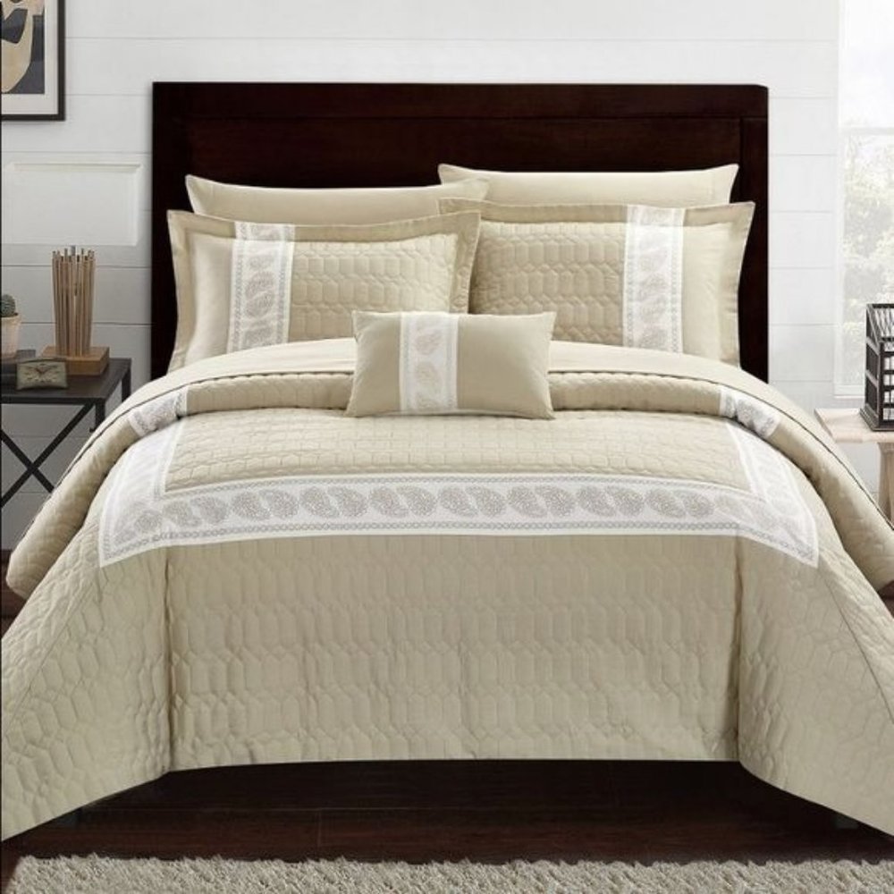 Chic Home Titian 6 Piece Twin Comforter Set. Color: Taupe